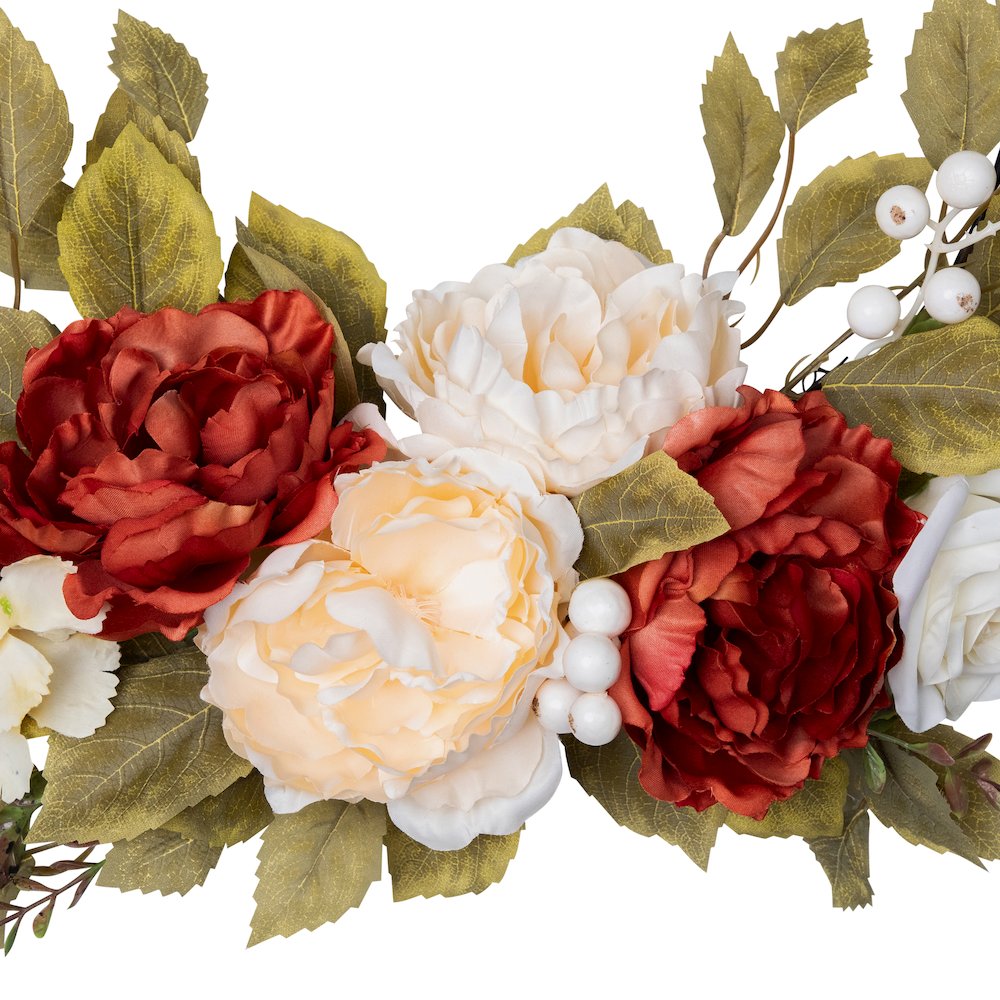 Autumn Harvest Artificial Floral Half Wreath with Fall Foliage  21-Inch. Picture 7