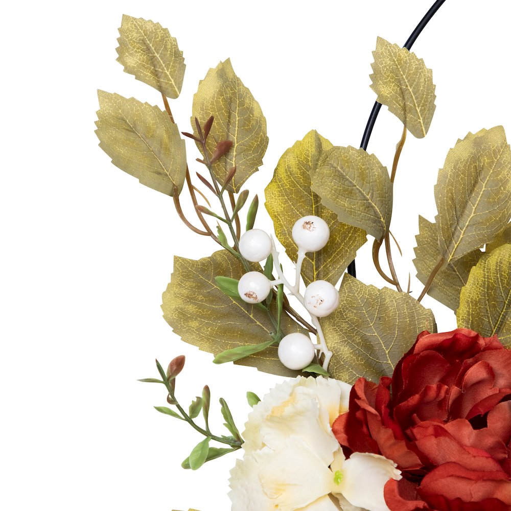 Autumn Harvest Artificial Floral Half Wreath with Fall Foliage  21-Inch. Picture 13