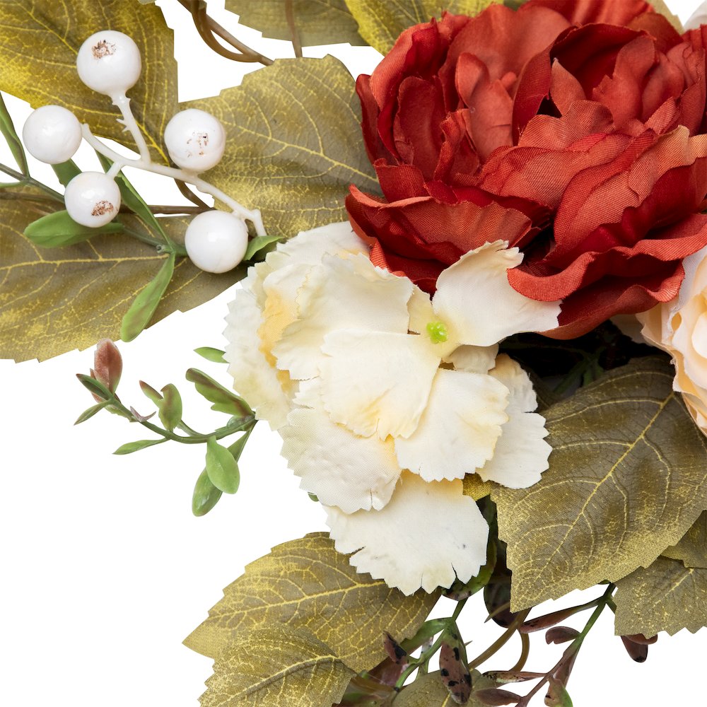 Autumn Harvest Artificial Floral Half Wreath with Fall Foliage  21-Inch. Picture 9