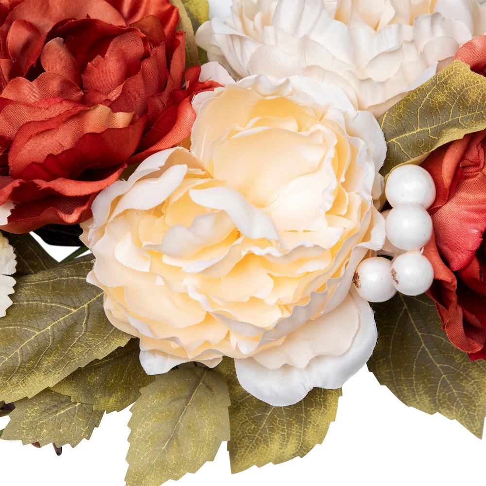Autumn Harvest Artificial Floral Half Wreath with Fall Foliage  21-Inch. Picture 10