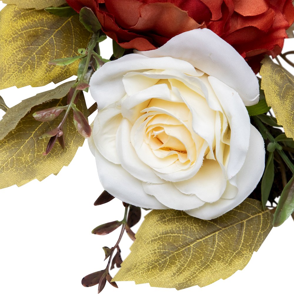 Autumn Harvest Artificial Floral Half Wreath with Fall Foliage  21-Inch. Picture 12