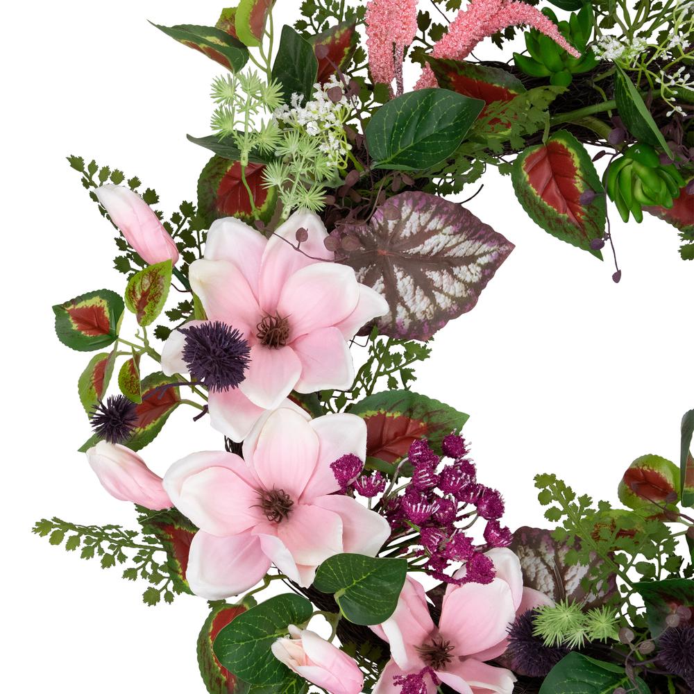Succulent and Fern Artificial Spring Floral Wreath  24-Inch. Picture 5