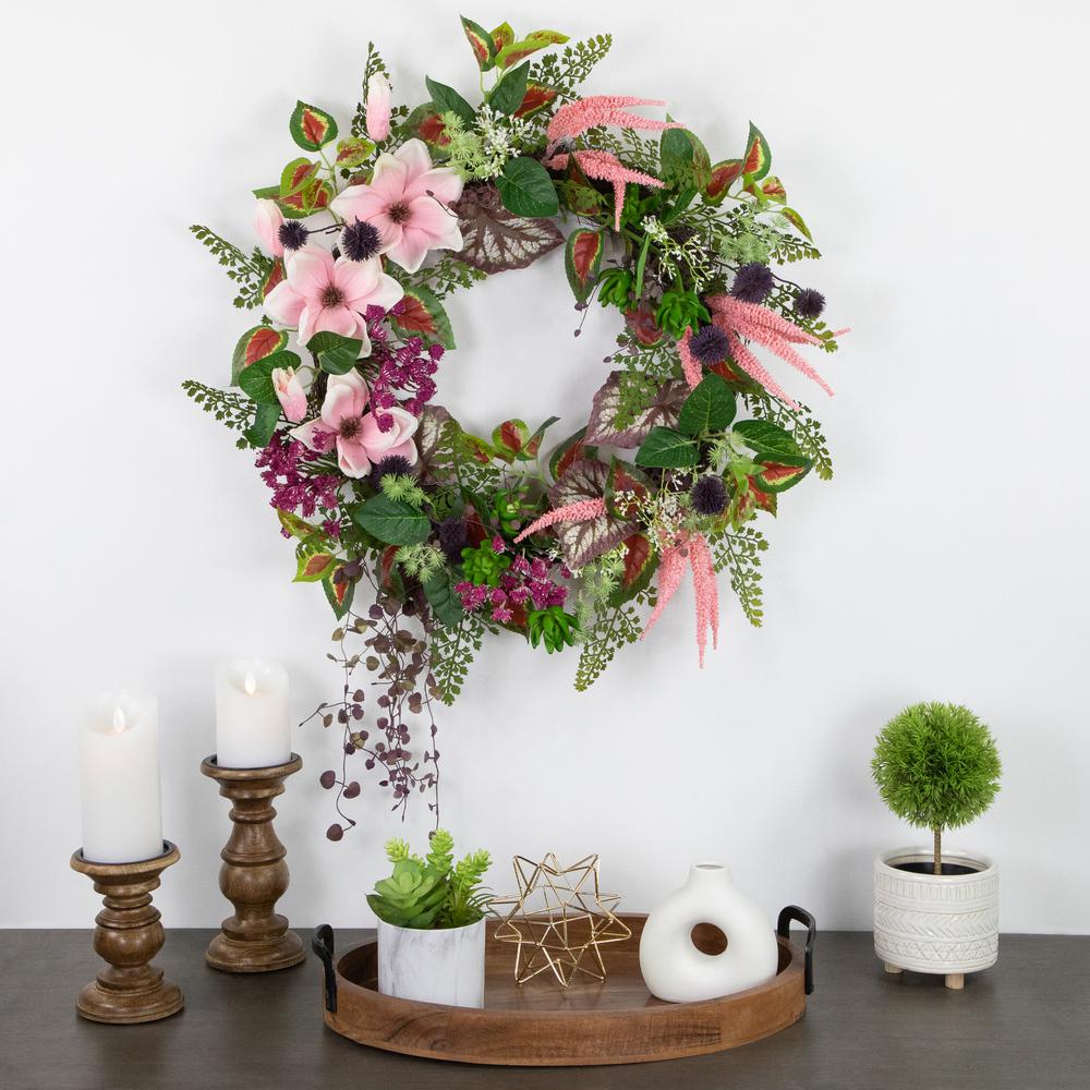 Succulent and Fern Artificial Spring Floral Wreath  24-Inch. Picture 2