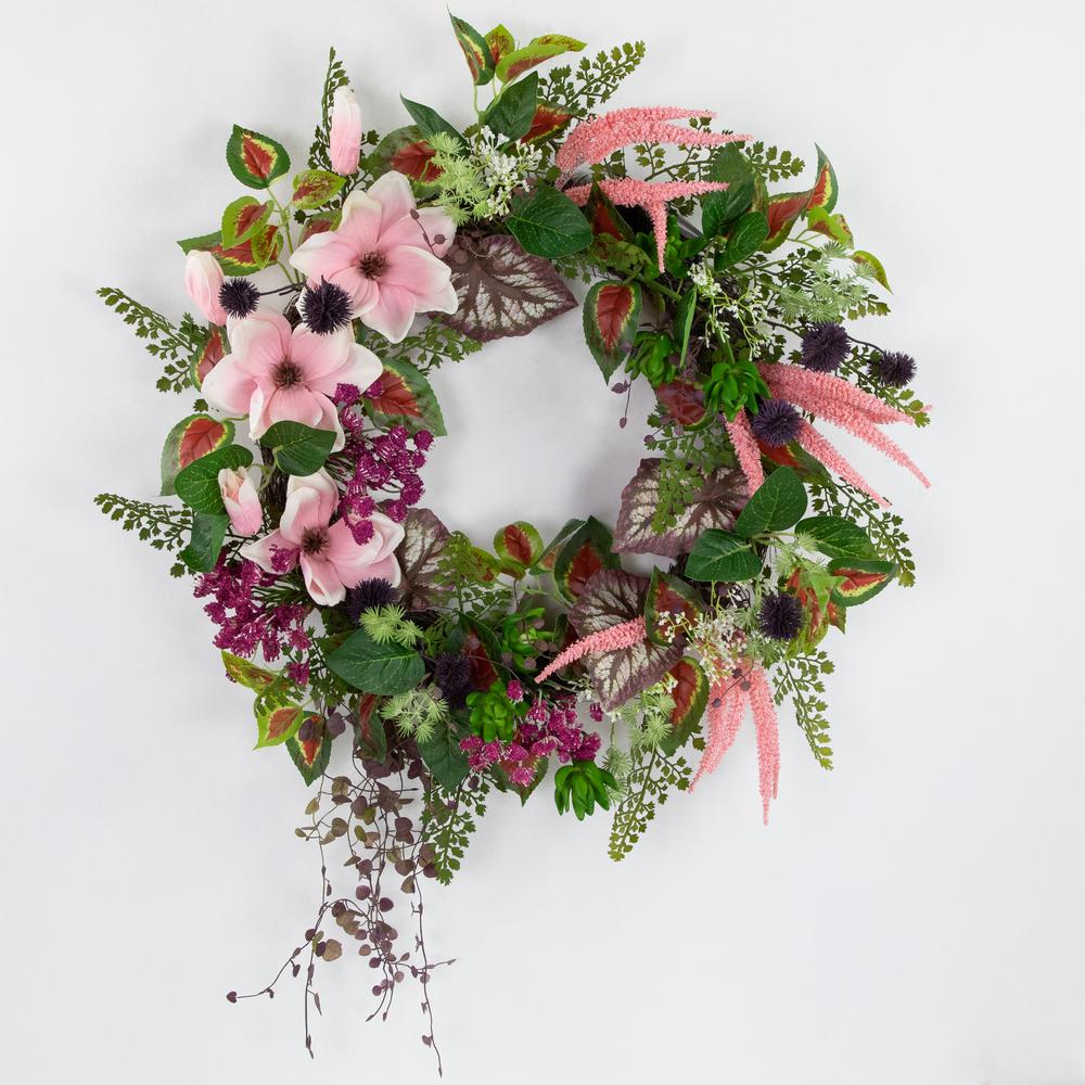 Succulent and Fern Artificial Spring Floral Wreath  24-Inch. Picture 4