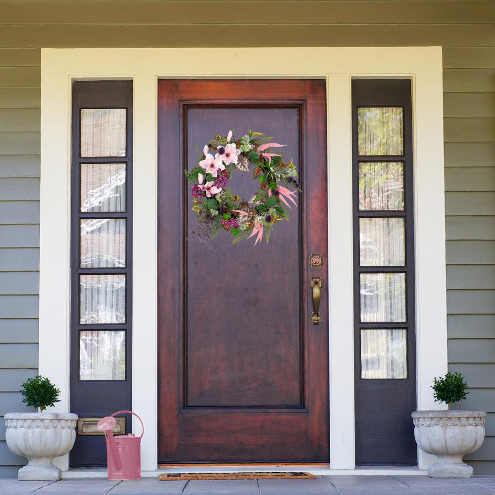 Succulent and Fern Artificial Spring Floral Wreath  24-Inch. Picture 6