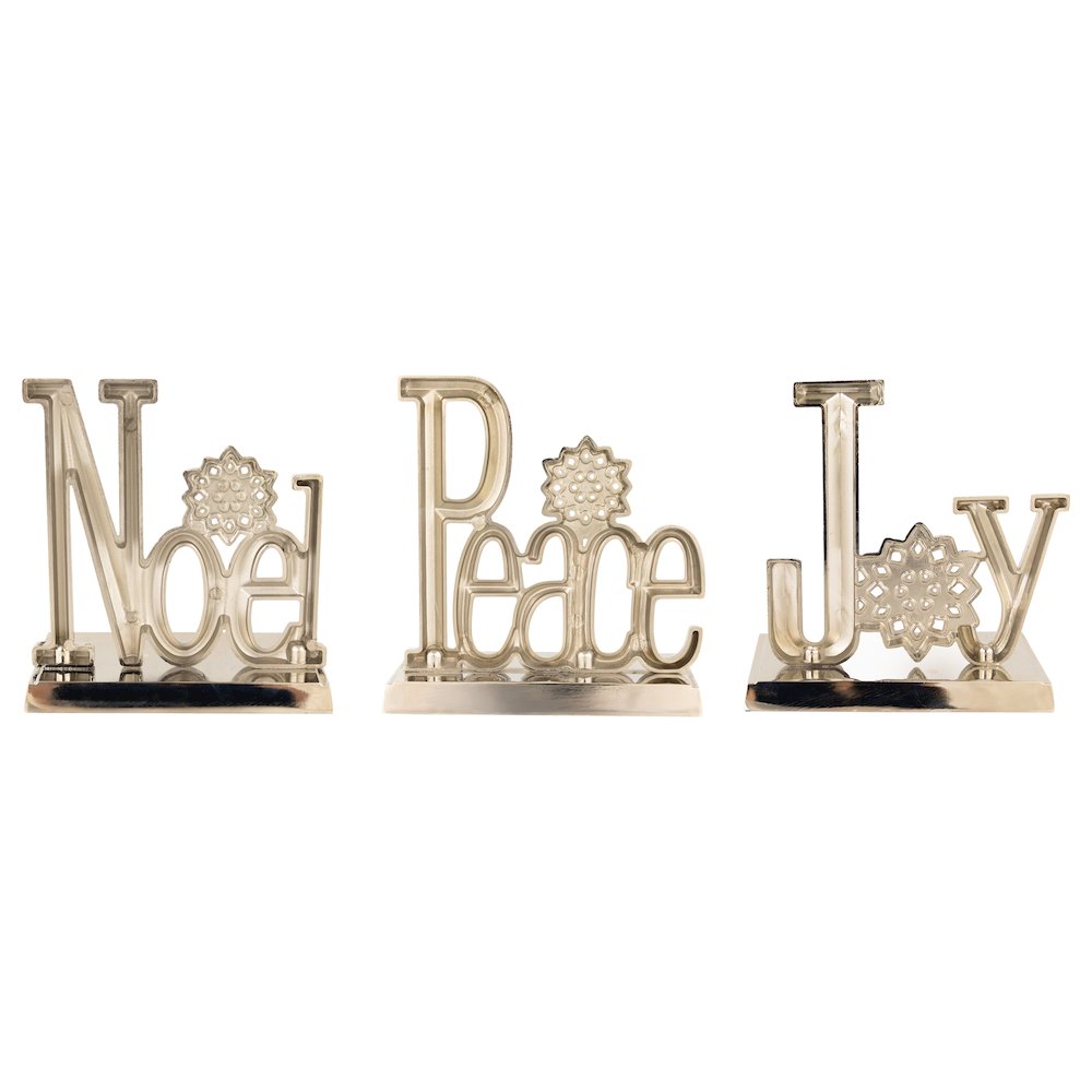 Peace  Joy and Noel Metal Christmas Stocking Holders - 6.5" - Set of 3. Picture 5