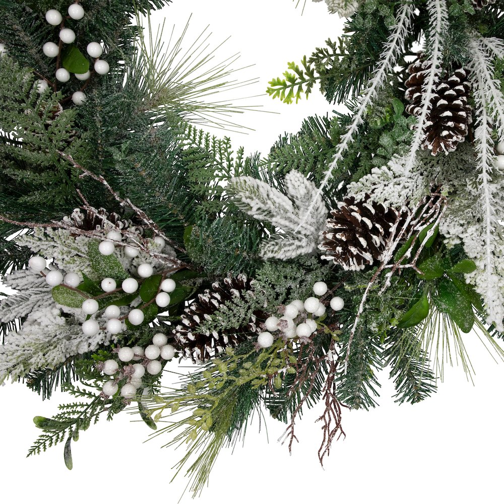 36" Frosted Pinecones and Berries Christmas Wreath  Unlit. Picture 4