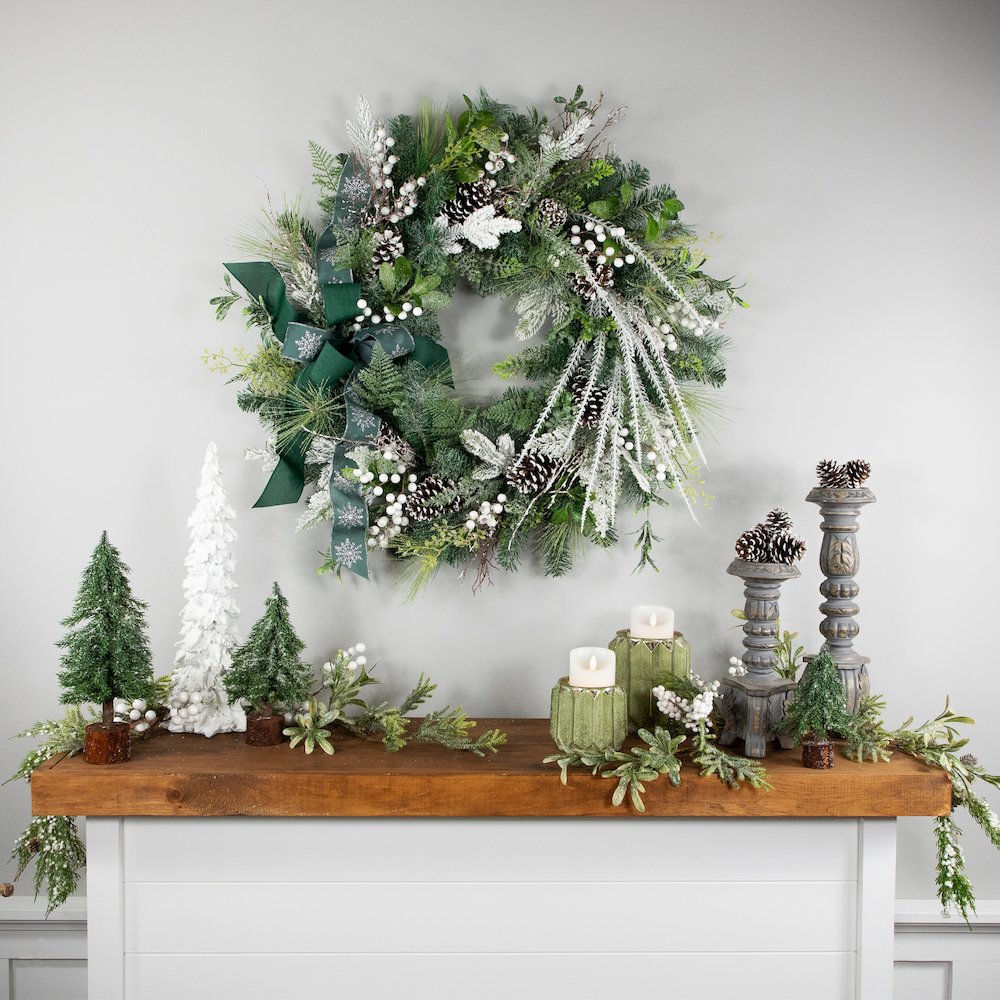 36" Frosted Pinecones and Berries Christmas Wreath  Unlit. Picture 3