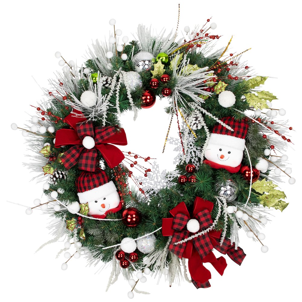 Snowmen and Icicles Pine Artificial Christmas Wreath - 40" - Unlit. Picture 1
