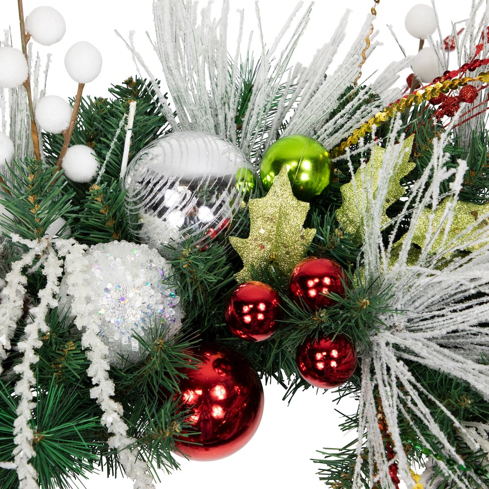 Snowmen and Icicles Pine Artificial Christmas Wreath - 40" - Unlit. Picture 5
