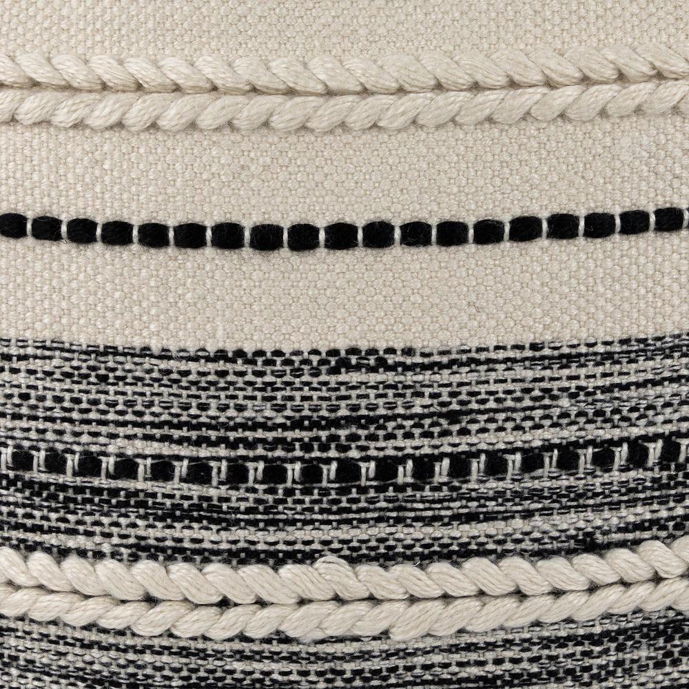 20" Cream and Black Twisted Textured Block Handloom Outdoor Square Throw Pillow. Picture 5