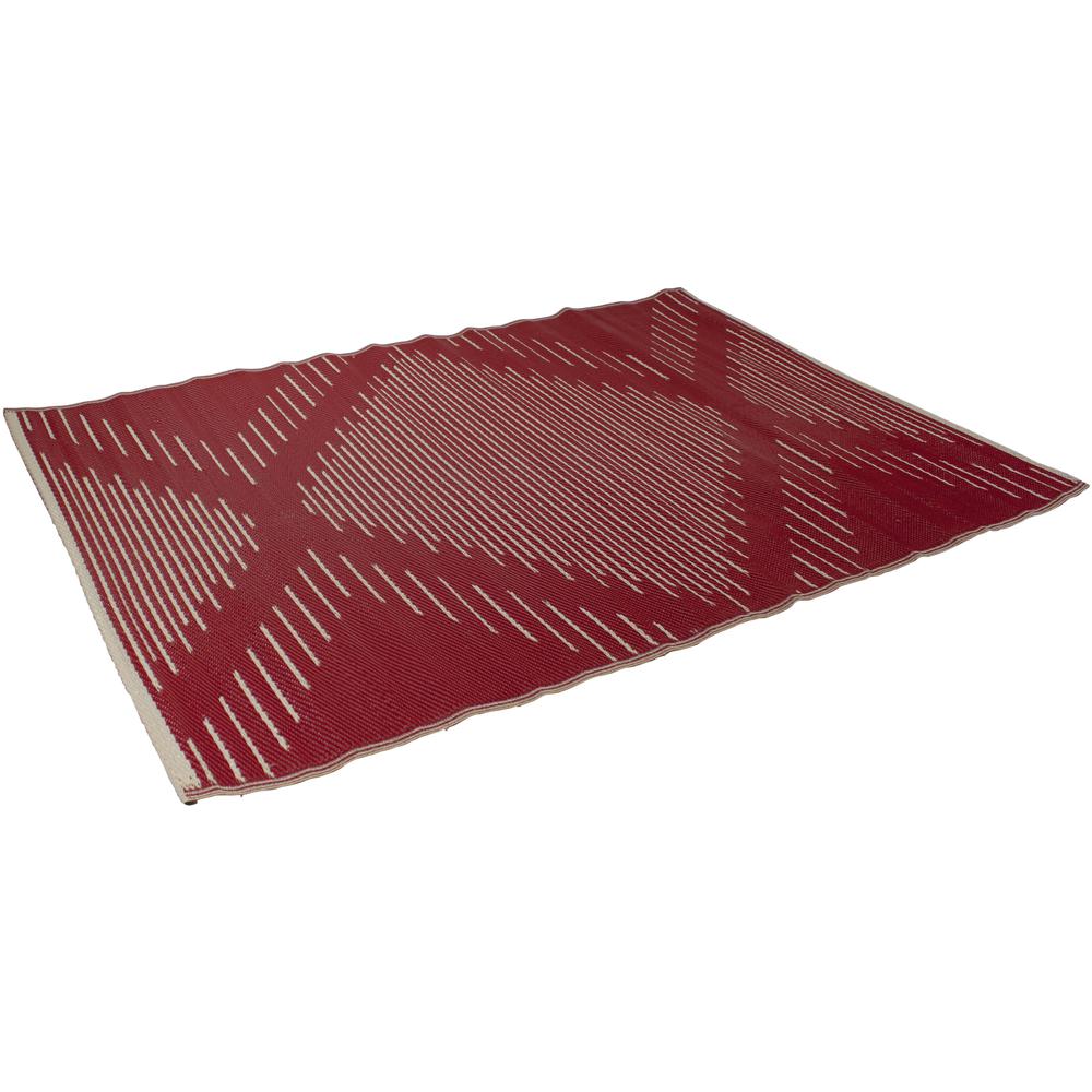 4' x 6' Red and Beige Tribal Pattern Rectangular Outdoor Area Rug. Picture 3