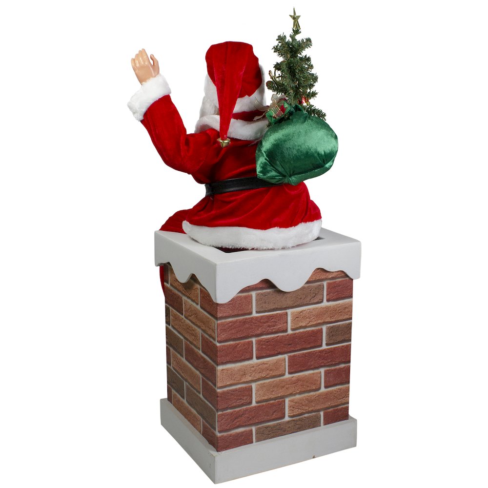 32" Musical and Animated Santa on a Chimney Christmas Decoration. Picture 4
