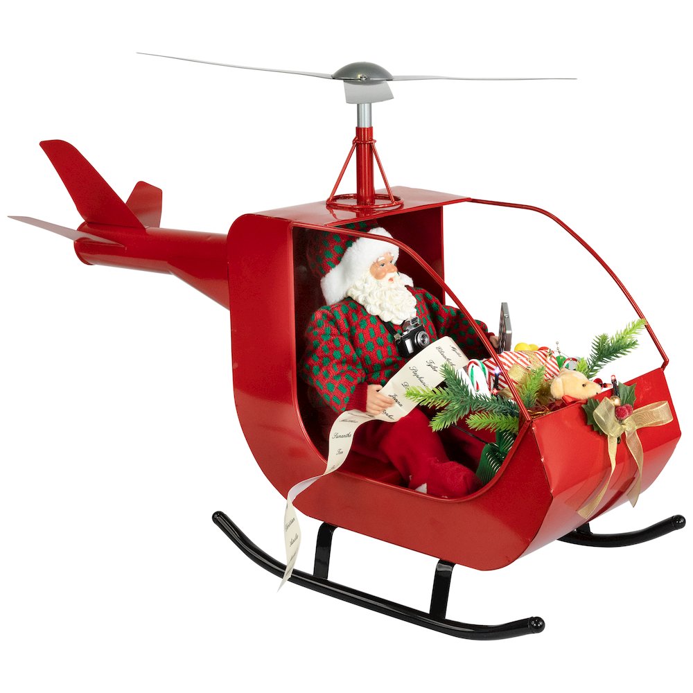 Lighted and Musical Santa Claus Helicopter Christmas Decoration - 31". Picture 1