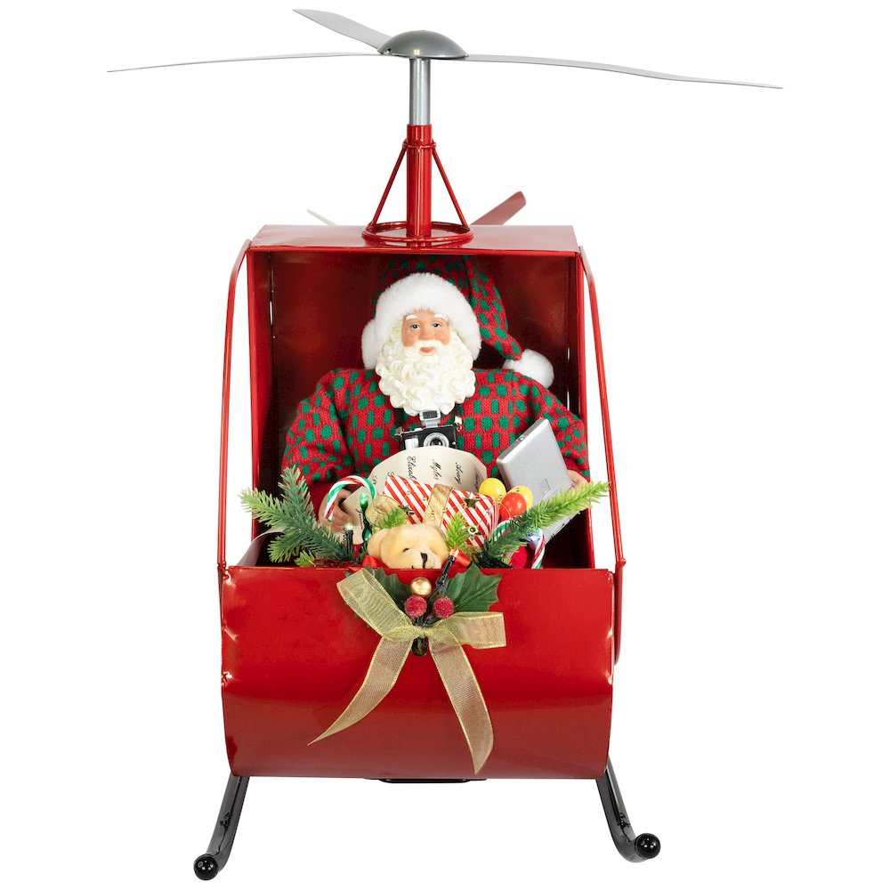 Lighted and Musical Santa Claus Helicopter Christmas Decoration - 31". Picture 2