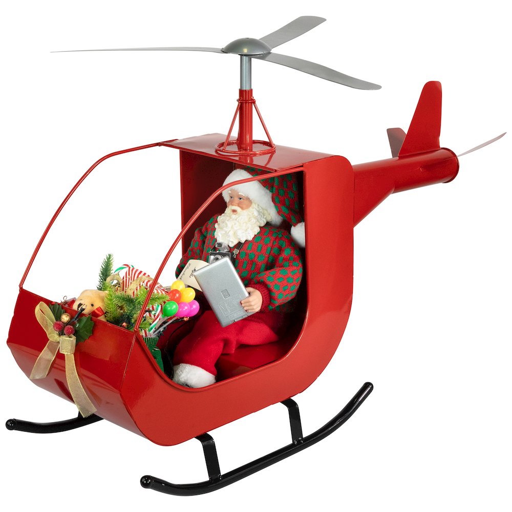 Lighted and Musical Santa Claus Helicopter Christmas Decoration - 31". Picture 3