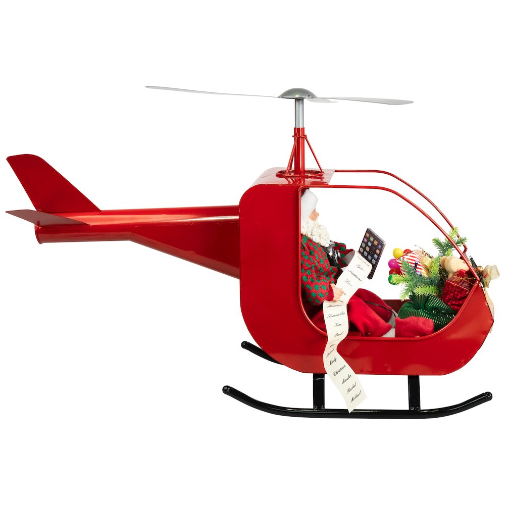 Lighted and Musical Santa Claus Helicopter Christmas Decoration - 31". Picture 4