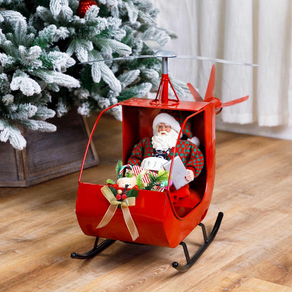 Lighted and Musical Santa Claus Helicopter Christmas Decoration - 31". Picture 6