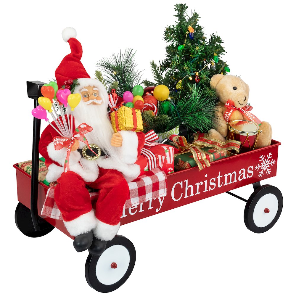 Lighted and Musical Santa Claus Merry Christmas Wagon Decoration - 20". Picture 2