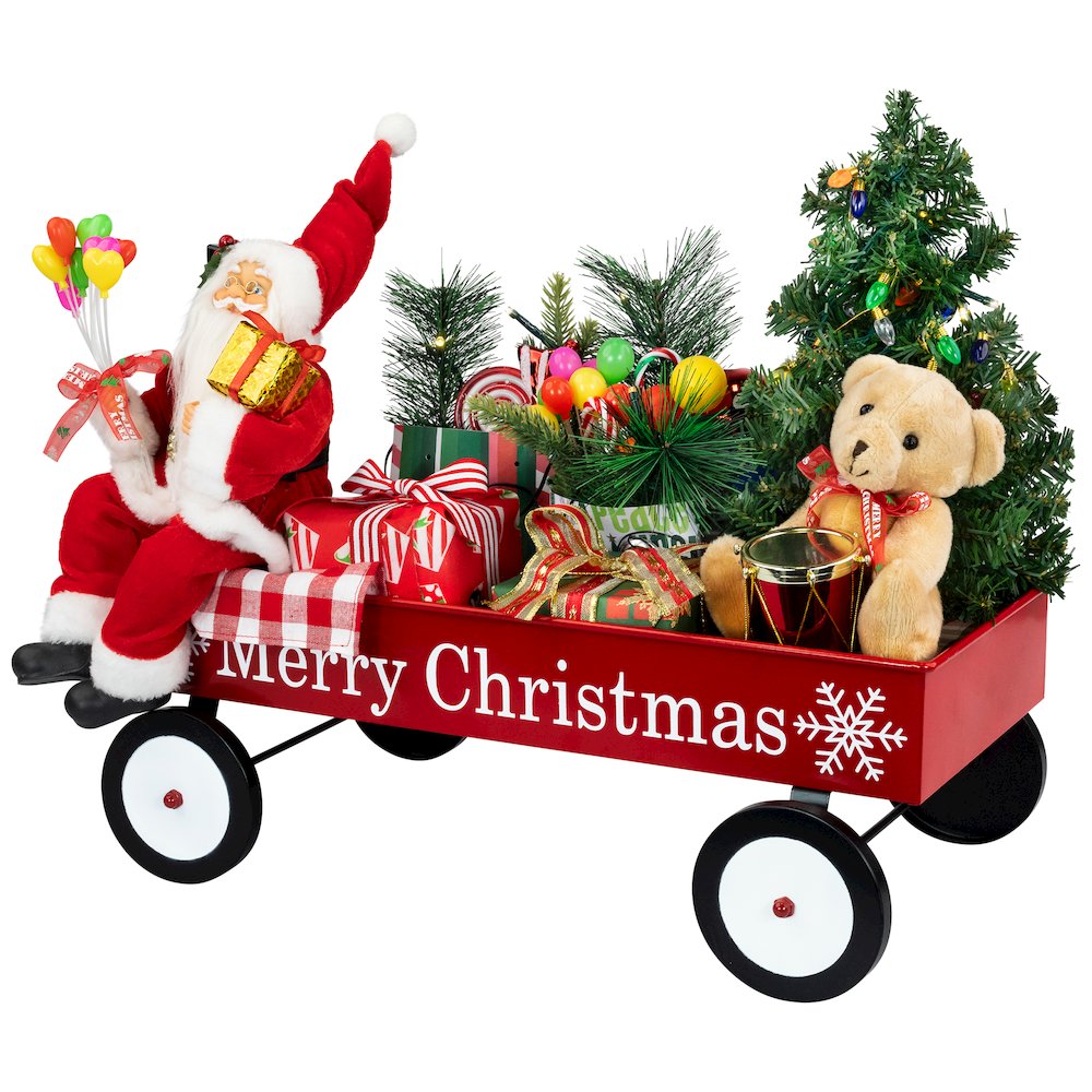 Lighted and Musical Santa Claus Merry Christmas Wagon Decoration - 20". Picture 3