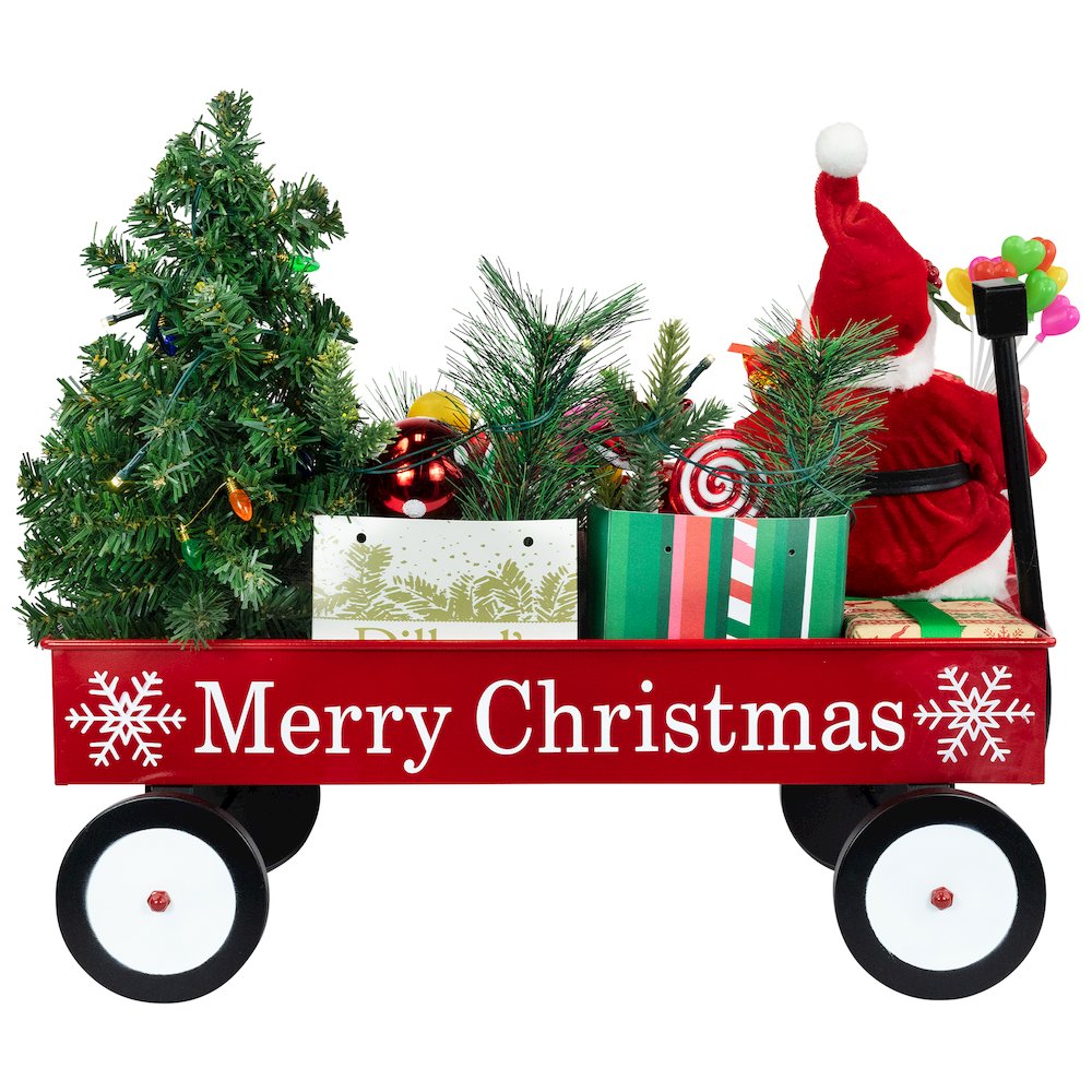 Lighted and Musical Santa Claus Merry Christmas Wagon Decoration - 20". Picture 4