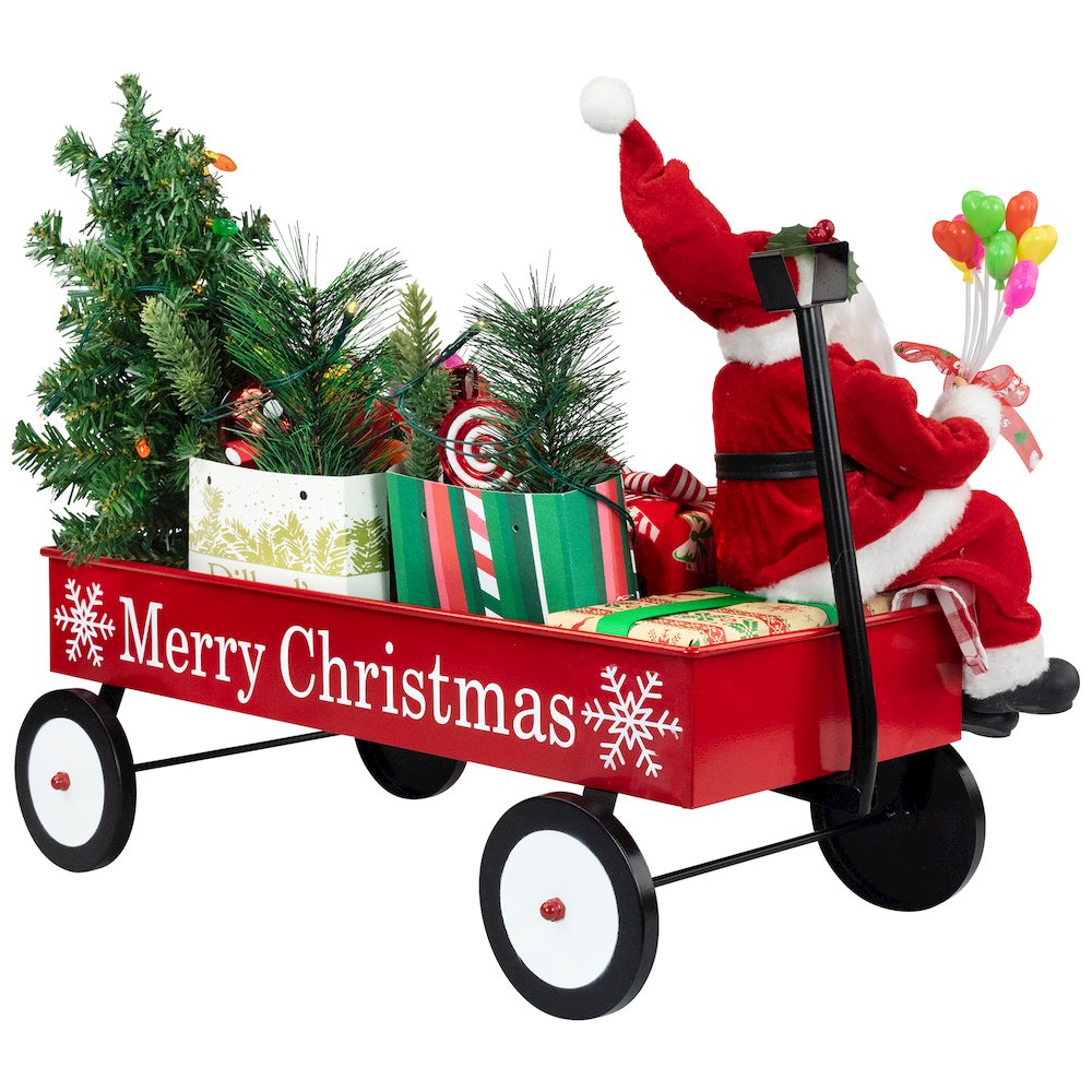 Lighted and Musical Santa Claus Merry Christmas Wagon Decoration - 20". Picture 5