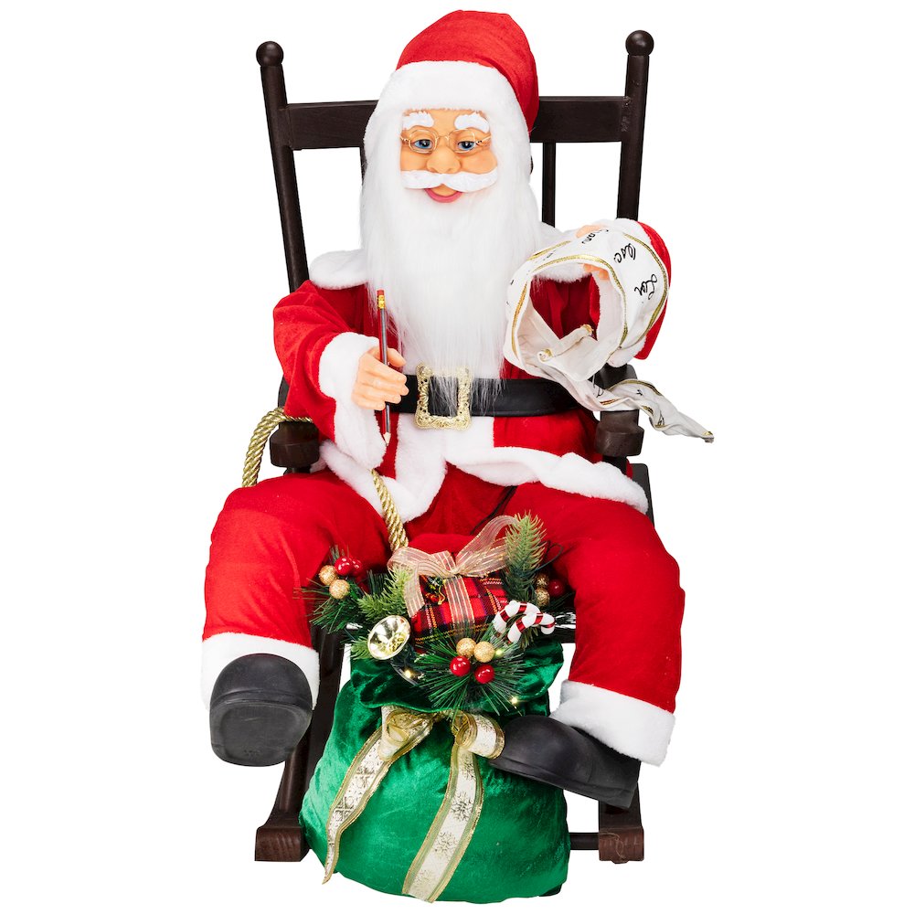 LED Lighted  Animated and Musical Santa Claus Rocking Chair Decoration - 32". Picture 2