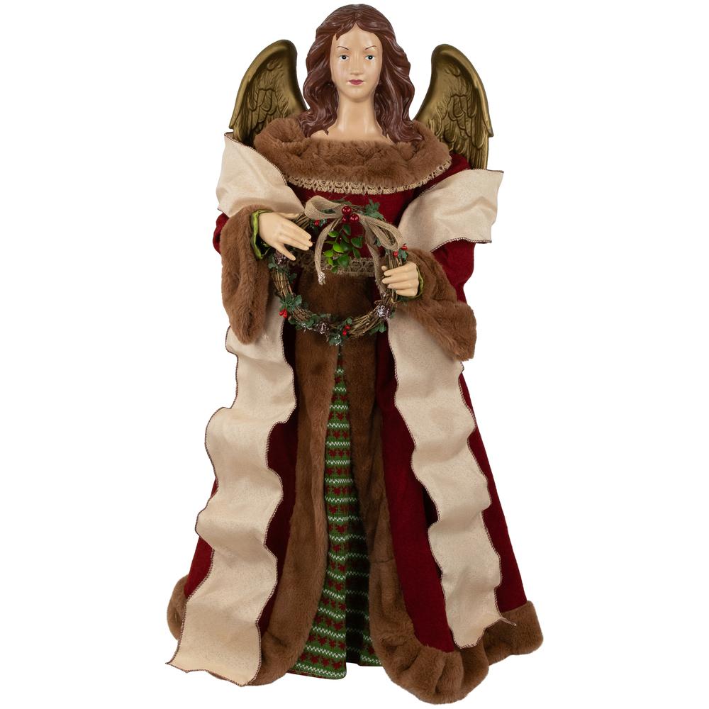 3' Red and Brown Angel Commercial Size Christmas Tree Topper  Unlit. Picture 1