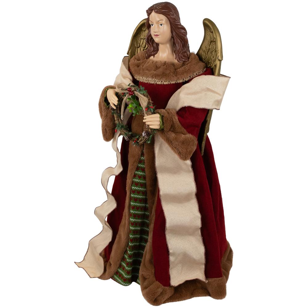 3' Red and Brown Angel Commercial Size Christmas Tree Topper  Unlit. Picture 3