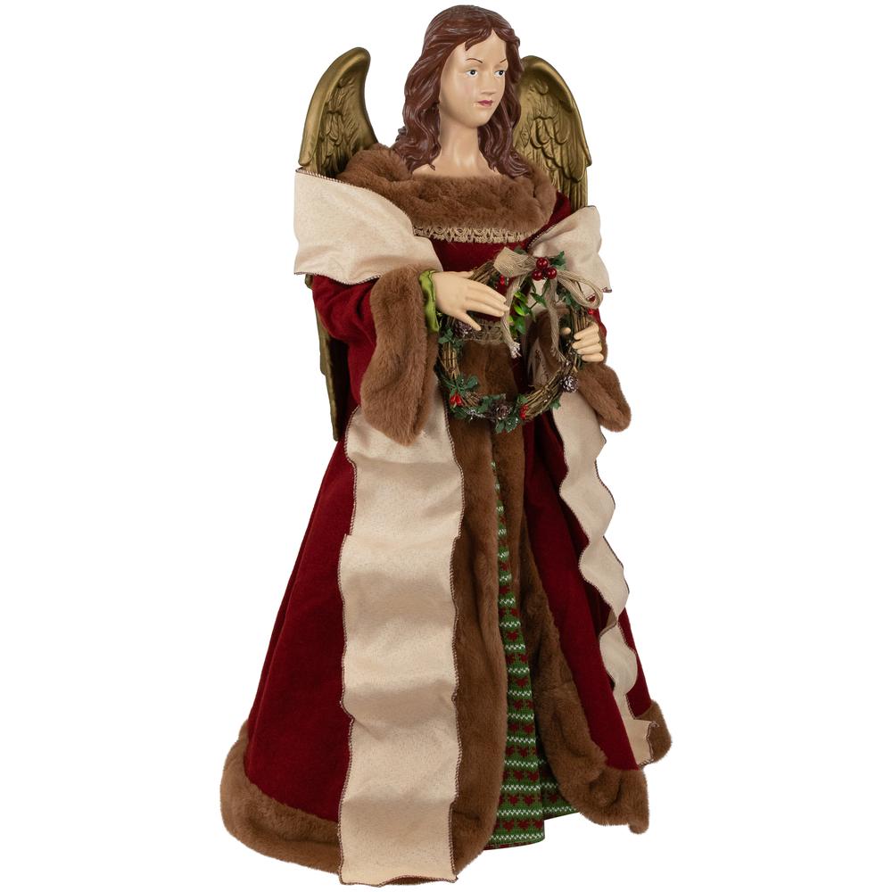 3' Red and Brown Angel Commercial Size Christmas Tree Topper  Unlit. Picture 4