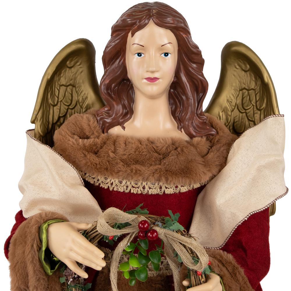 3' Red and Brown Angel Commercial Size Christmas Tree Topper  Unlit. Picture 7