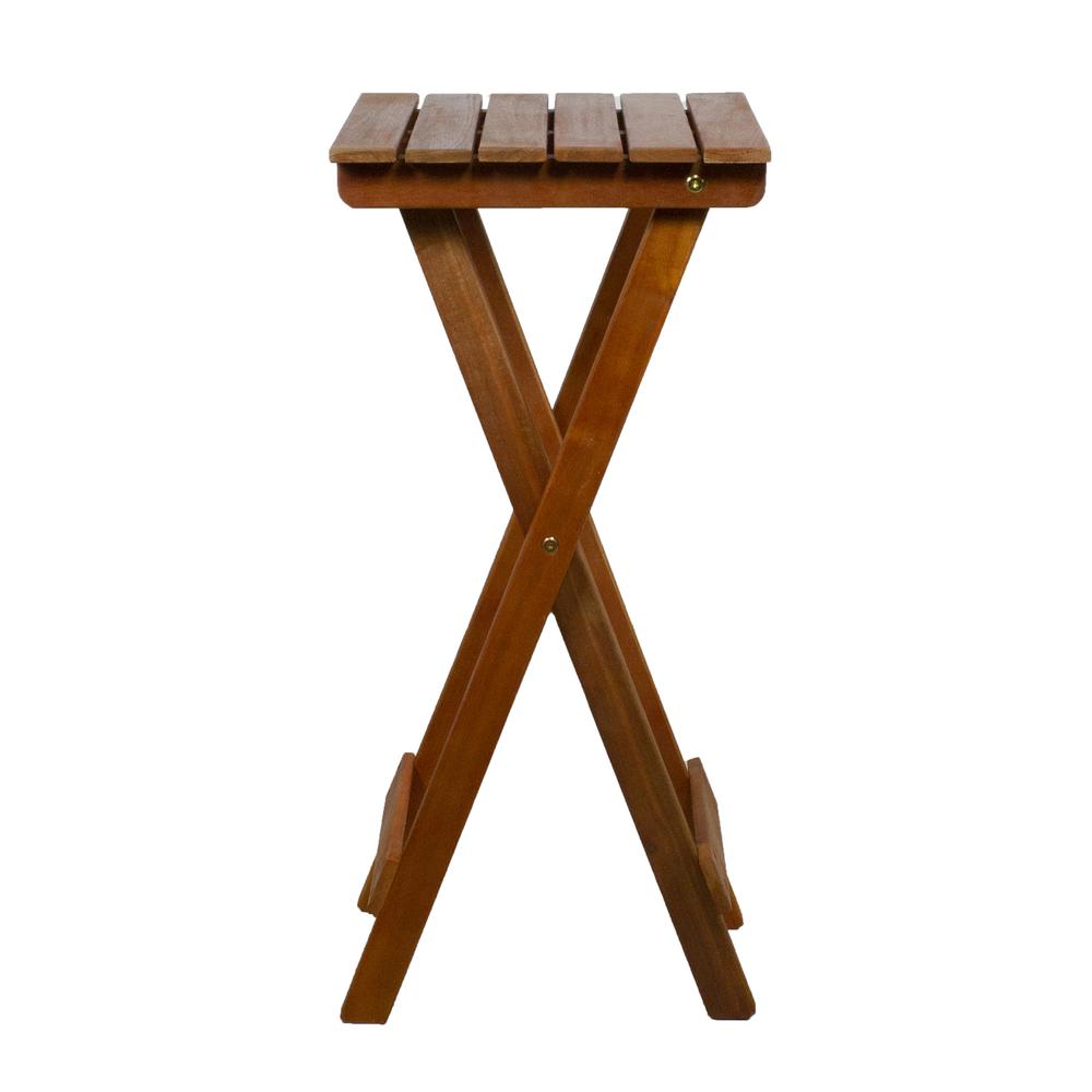 26" Light Brown Acacia Wood Outdoor Folding Accent Table. Picture 3