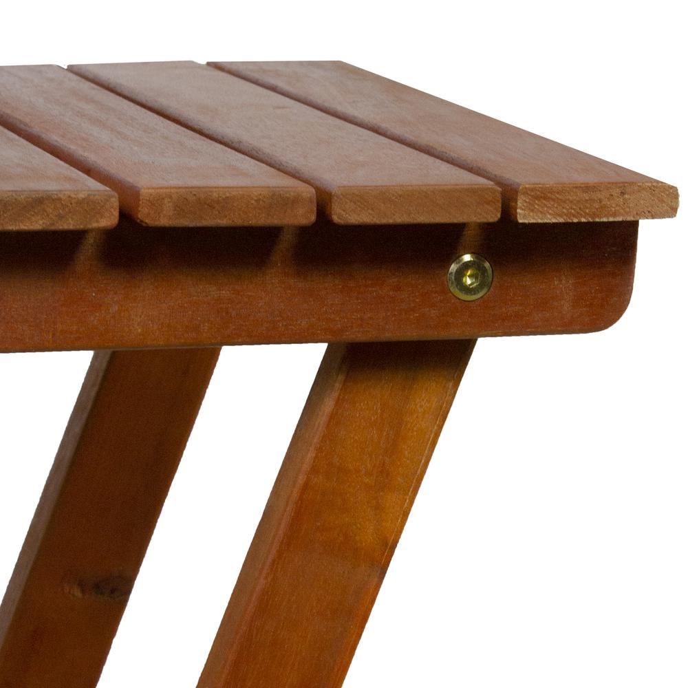 26" Light Brown Acacia Wood Outdoor Folding Accent Table. Picture 4