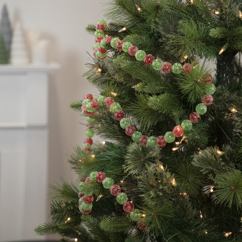 6' Red and Green Glittered Candy Drop Christmas Garland   Unlit. Picture 2