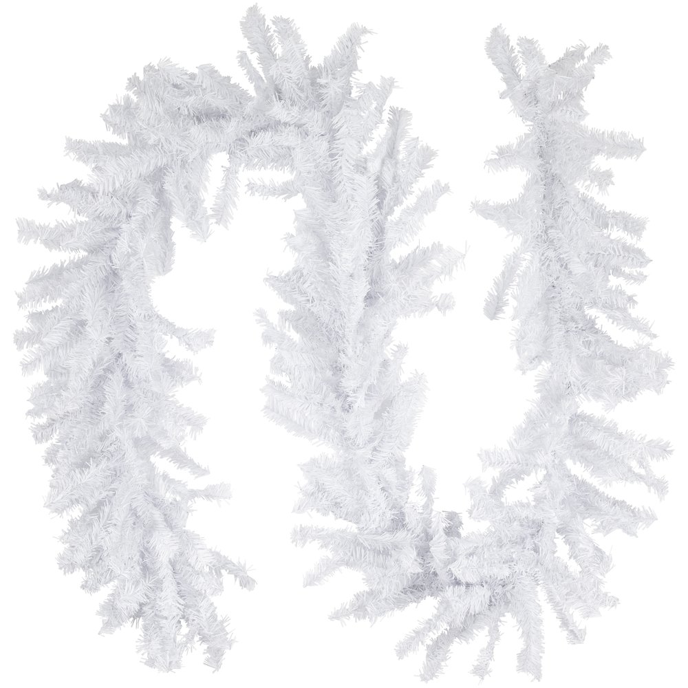 Canadian Pine Artificial Christmas Garland - 9' x 14" - White - Unlit. Picture 1