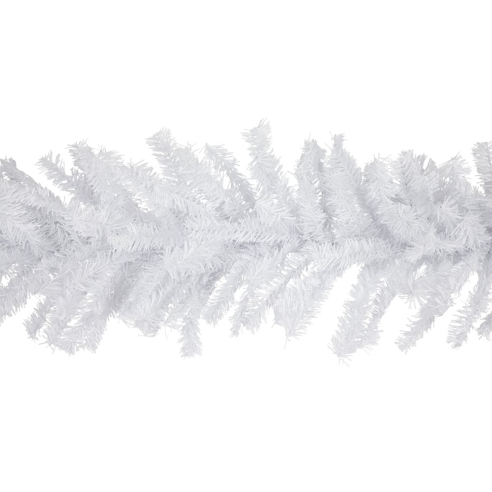 Canadian Pine Artificial Christmas Garland - 9' x 14" - White - Unlit. Picture 5