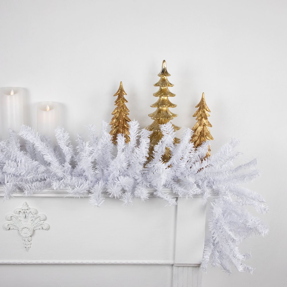 Canadian Pine Artificial Christmas Garland - 9' x 14" - White - Unlit. Picture 3