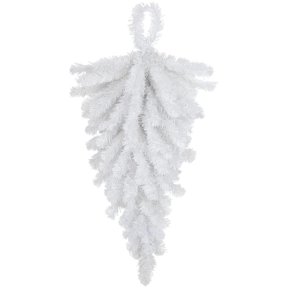30" Snow White Pine Artificial Teardrop Christmas Swag  Unlit. Picture 1