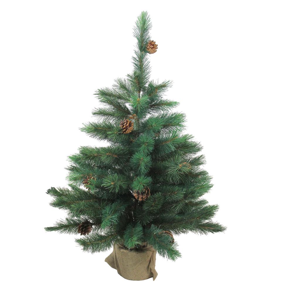 3' Potted Royal Oregon Pine Burlap Base Full Artificial Christmas Tree - Unlit. Picture 1