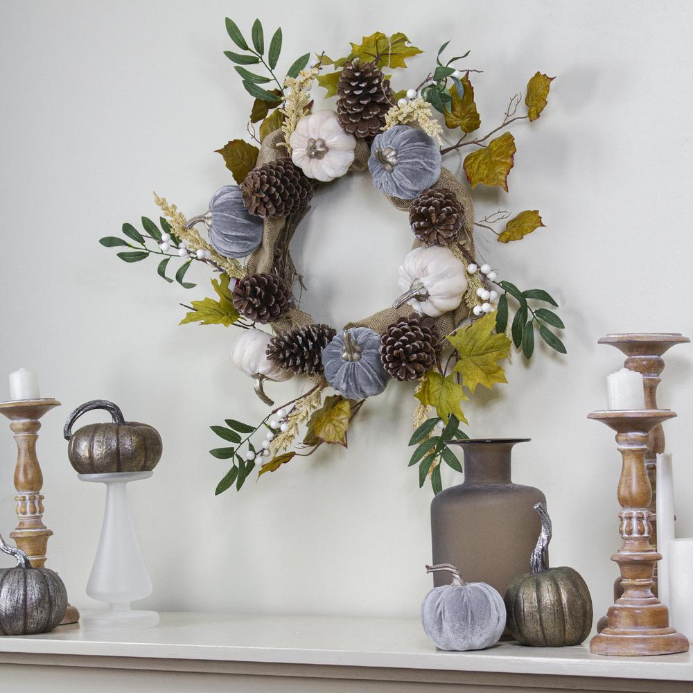 Pumpkins Foliage Grapevine Artificial Thanksgiving Wreath  24-Inch  Unlit. Picture 2