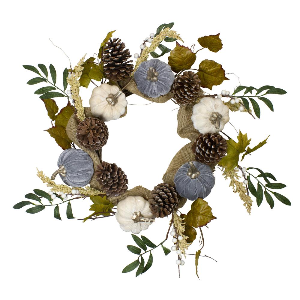 Pumpkins Foliage Grapevine Artificial Thanksgiving Wreath  24-Inch  Unlit. Picture 1