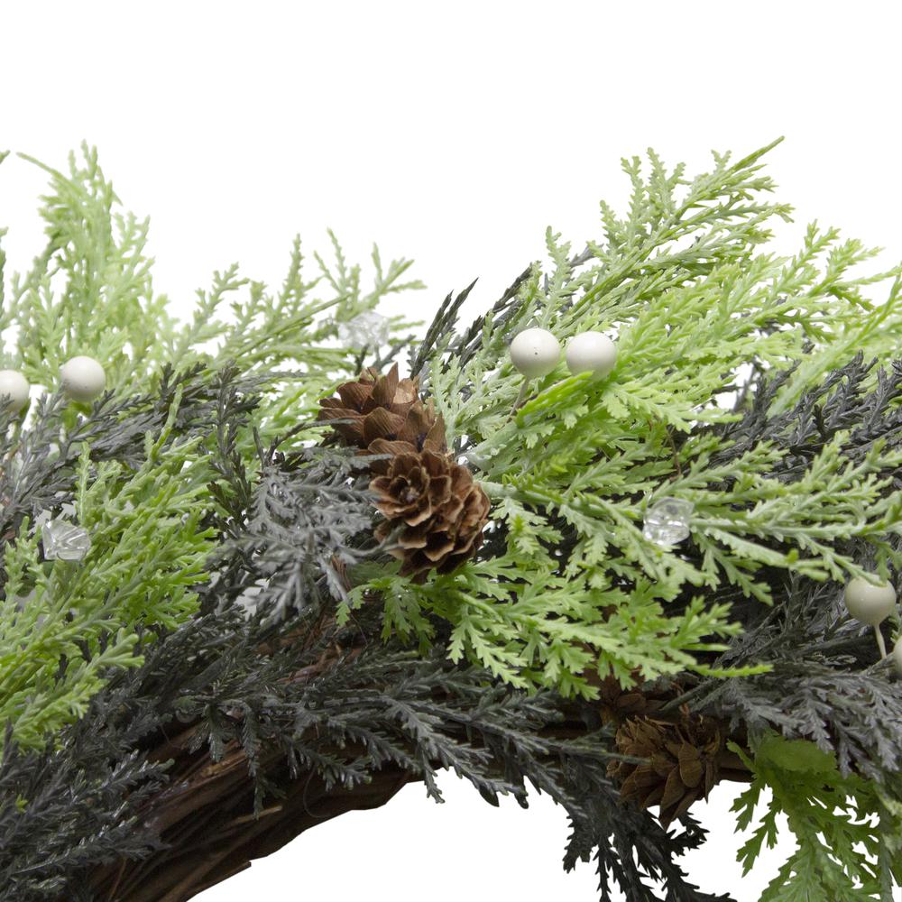 Berry  Cedar and Pine Cone Artificial Christmas Wreath - 24-Inch  Unlit. Picture 3