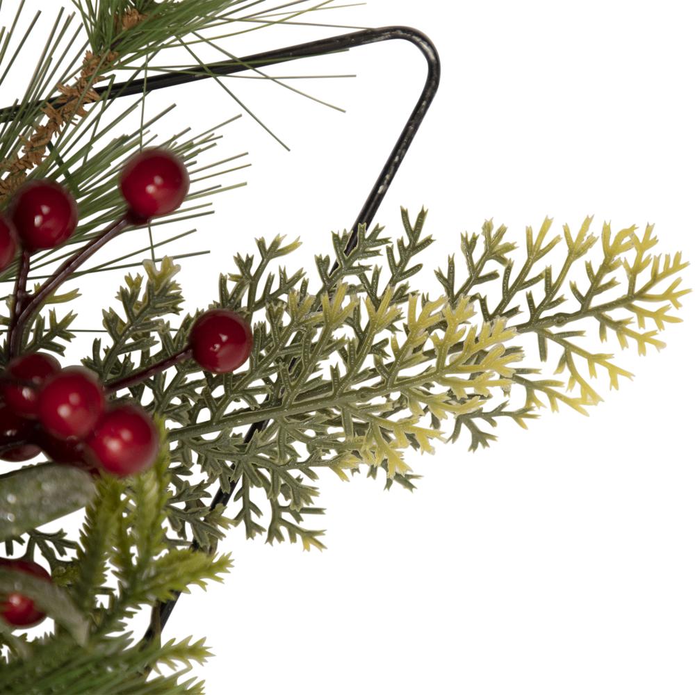 24" Pine Christmas Tree Wall Hanging Decoration with Berries and Holly. Picture 3