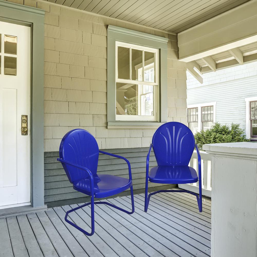 34-Inch Outdoor Retro Tulip Armchair  Blue. Picture 2