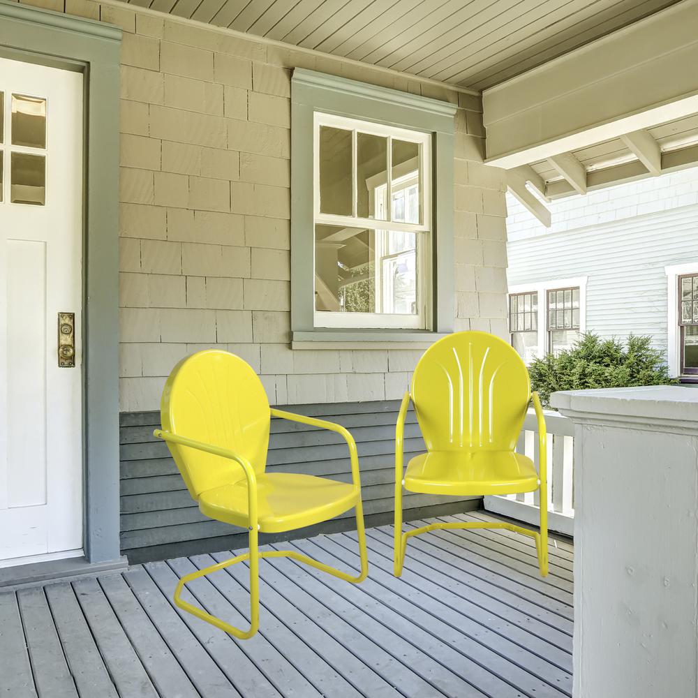 34-Inch Outdoor Retro Tulip Armchair  Yellow. Picture 2