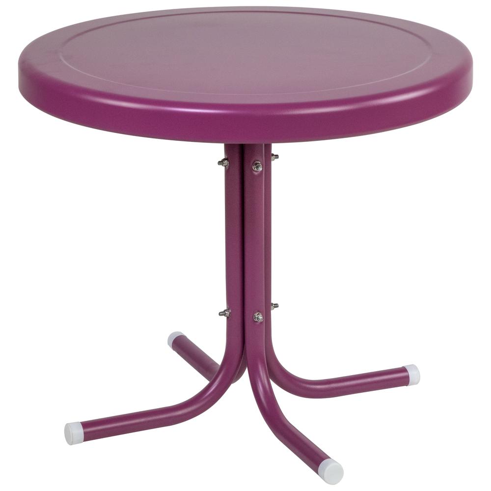 22" Outdoor Retro Tulip Side Table  Purple. Picture 1