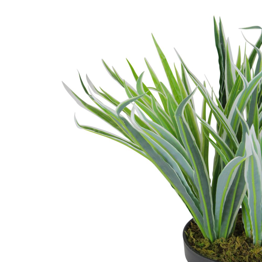 13" Green and Black Potted Two Tone Artificial Grass Plant. Picture 3
