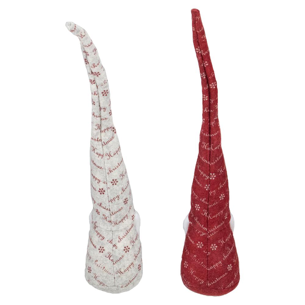 Set of 2 Red and Ivory Happy Christmas Gnomes 18". Picture 4