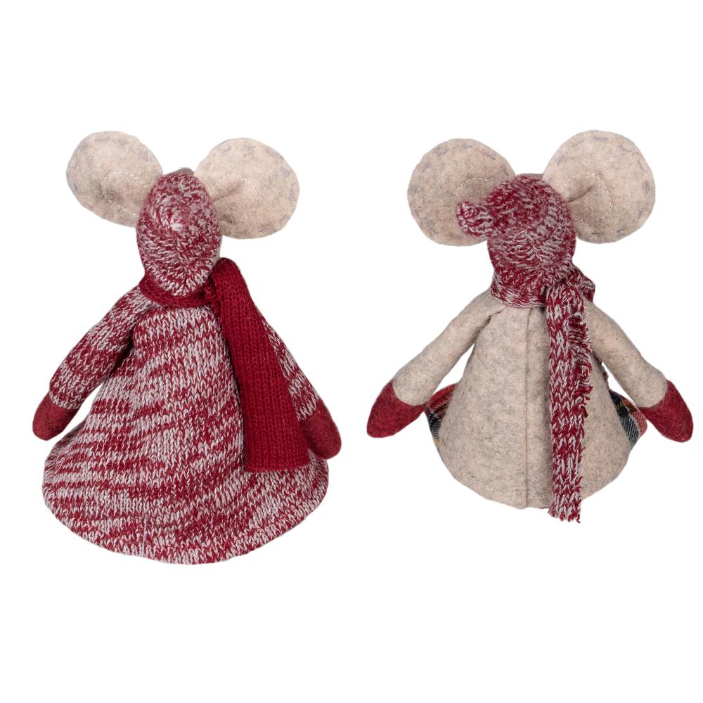 Set of 2 Boy and Girl Sitting Plush Christmas Mice Figures 17". Picture 4