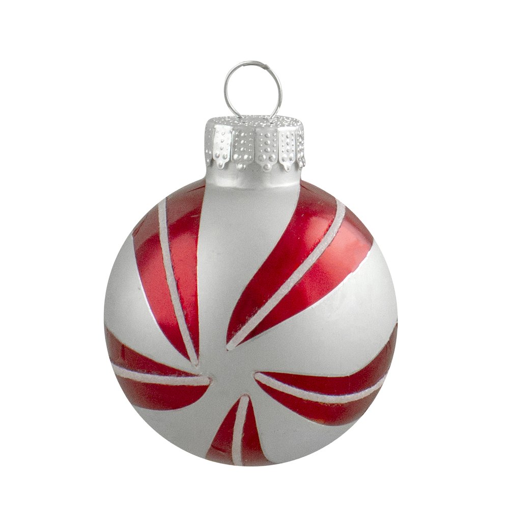 12ct Red and Silver 2-Finish Swirl Glass Christmas Ball Ornaments 1.75" (45mm). Picture 6